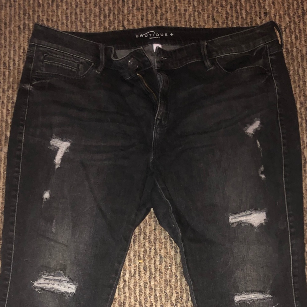 Black boutique ripped skinny jeans